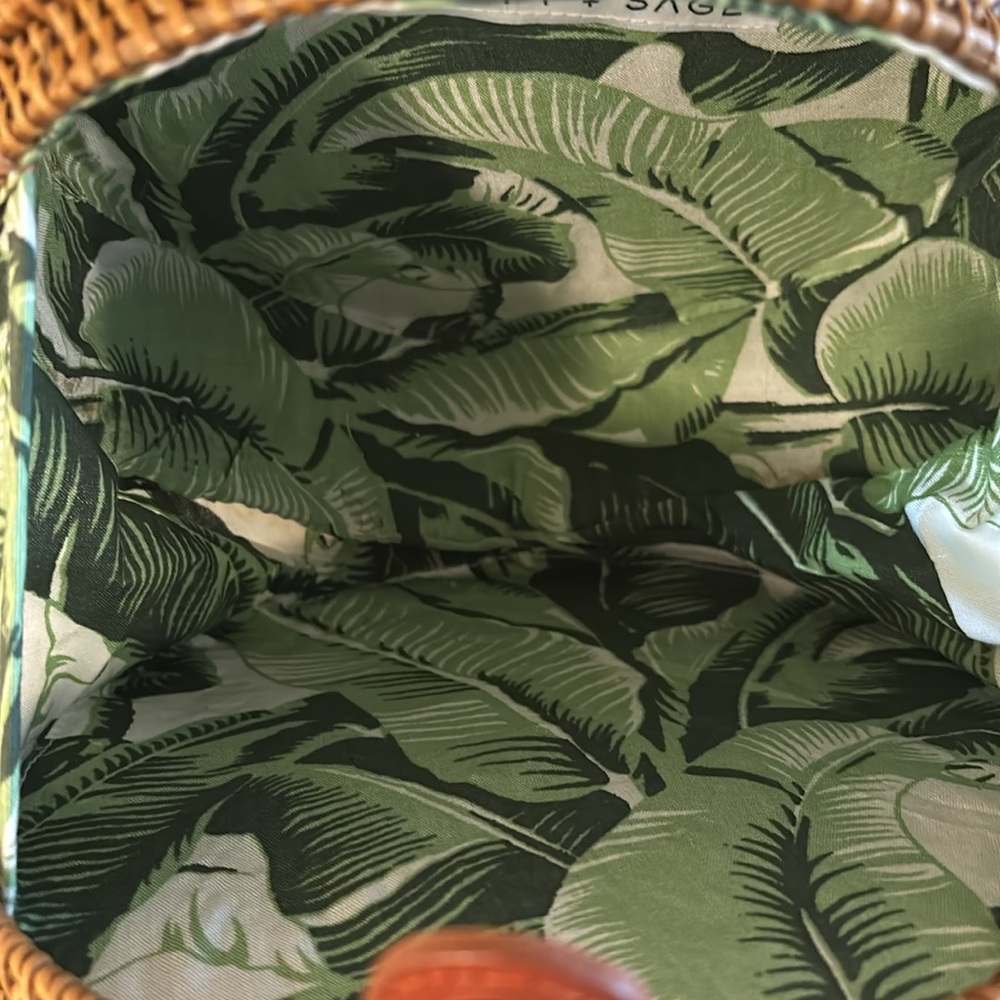 Poppy and Sage Iris Bag Hand Woven Rattan and Leather - Picture 3 of 7
